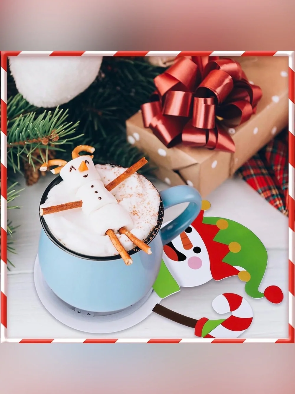 🎄☃️ 24PCS Christmas Snowman Coaster DIY Craft Kit – Holiday Party Fun!